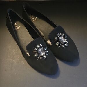 Vera Wang Black Gemstone Flats